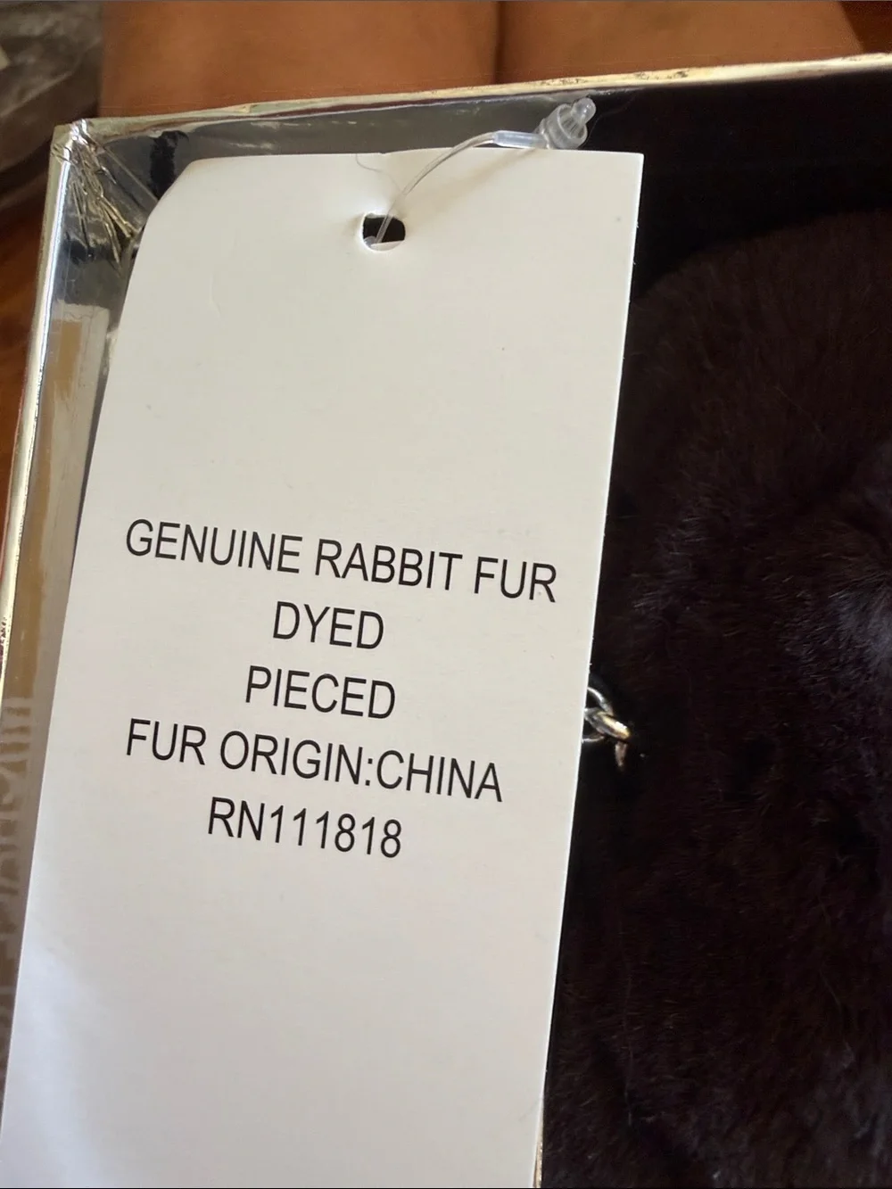 Michael Kors Brown Plush Rabbit Fur bag charm Black Nose nib
